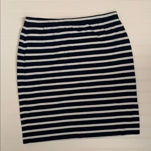 Navy and white stripe pencil skirt
